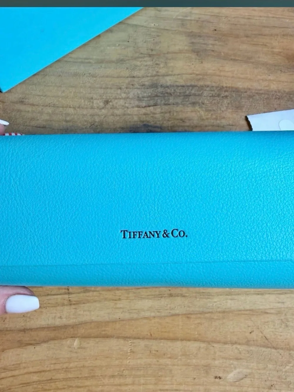 Tiffany & Co. White Cat-Eye Sunglasses with Blue Gradient Lenses